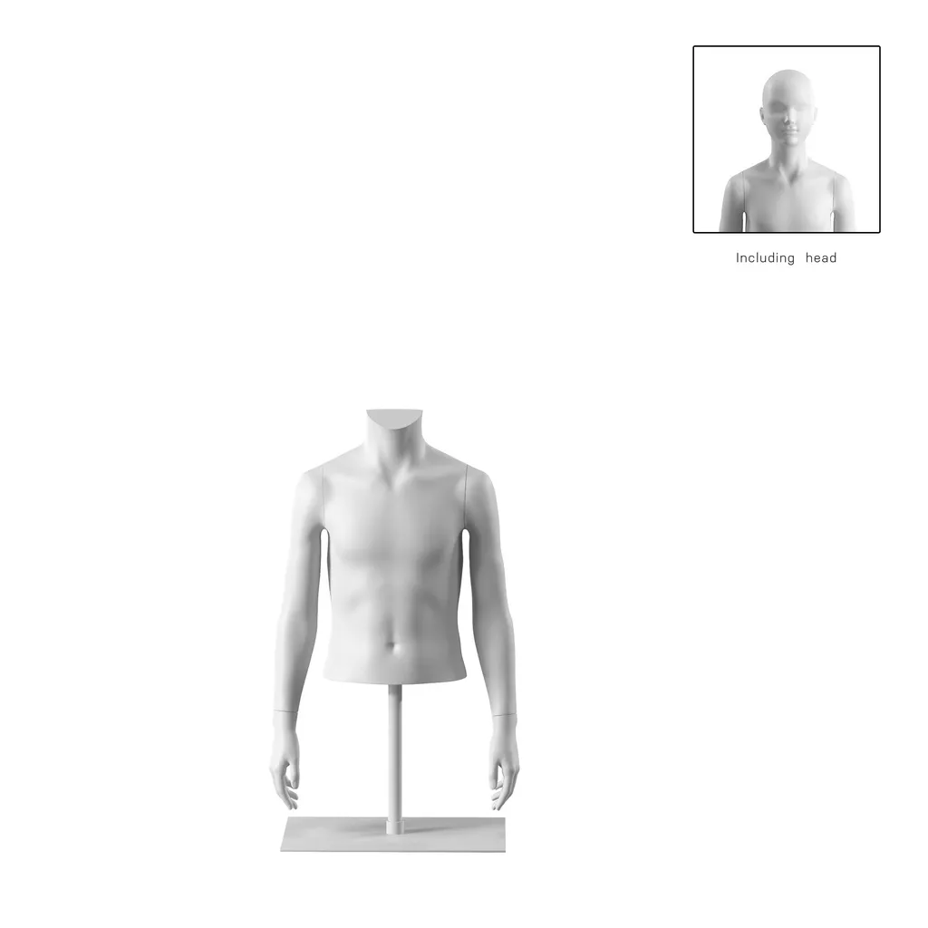 Torso infantil corto, 8a, blanco, sin cabeza, FRP