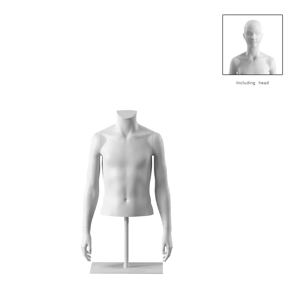 Torso infantil corto, 12a, blanco, sin cabeza, FRP