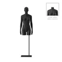 Female torso on stand, abstract head, black, pose 001