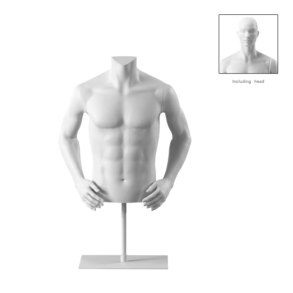 Short male torso, white, incl. base, Bio FRP