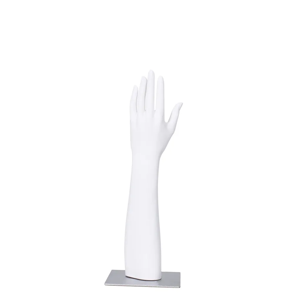 Orthopädisches Damenhand-Display, PVC, weiß, einschließlich Sockel 15x15 cm