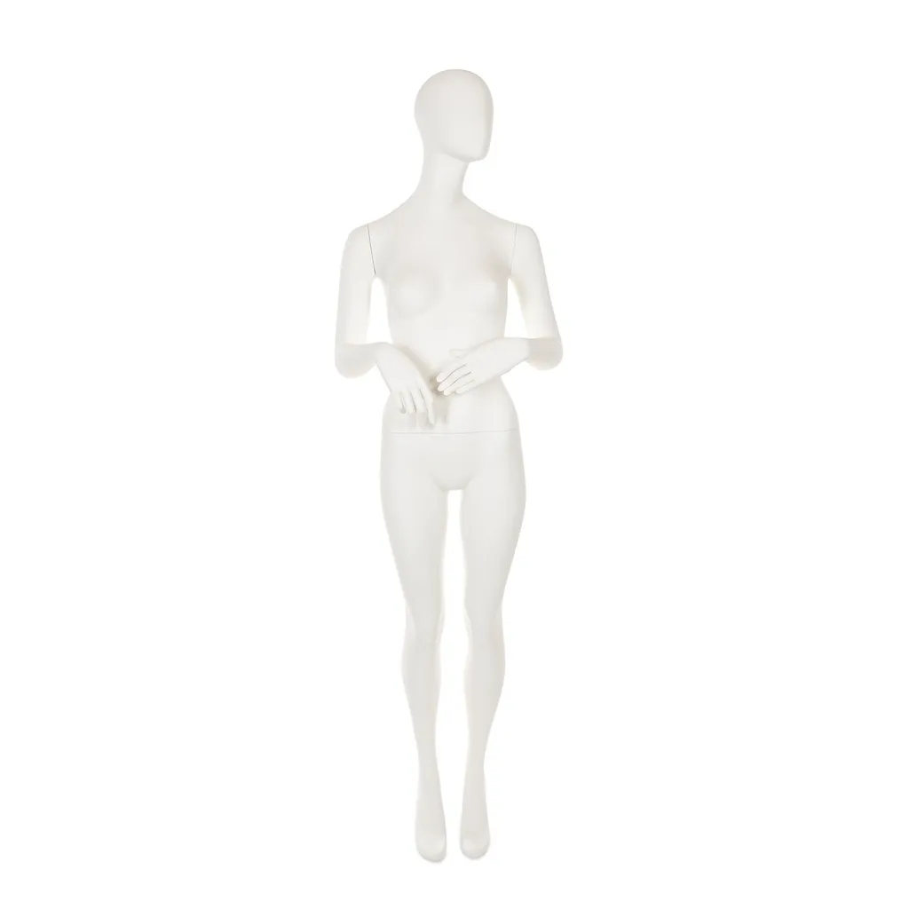 Maniquí femenino con cabeza abstracta, rosa, blanc