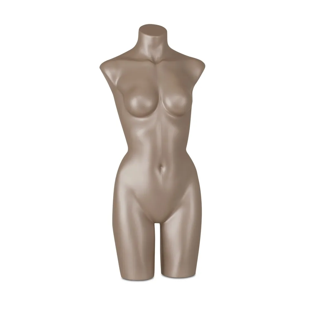 Lingerie torso, female, B-cup, bronze metallic skin color, pose 001