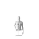 Witte abstracte herentorso, met abstract hoofd, wit gepoederlakte metalen voetplaat, pose 151