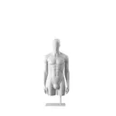 White abstract male torso, with abstract head, white powdercoated base, pose 153