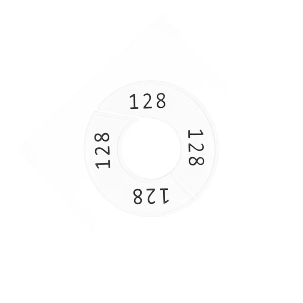 Maataanduider, wit, zwarte opdruk "128" ,per 10 st