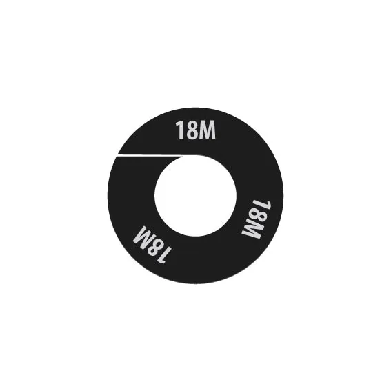 Rond de taille,noir,emprimé blanc "18M",par 10 pcs