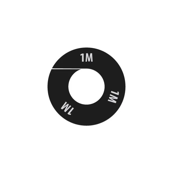 Rond de taille,noir,emprimé blanc "1M ",par 10 pcs