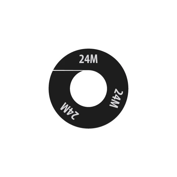 Rond de taille,noir,emprimé blanc "24M",par 10 pcs