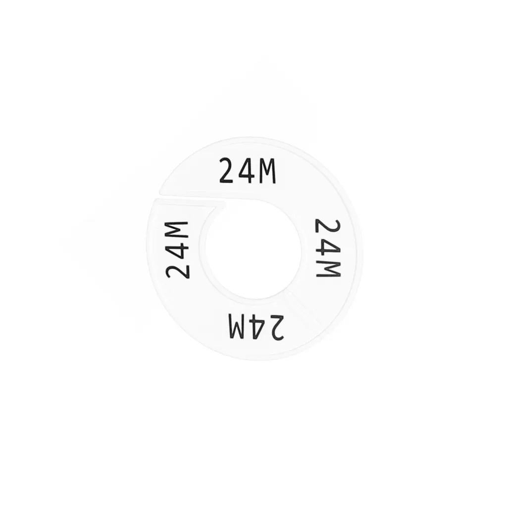 Maataanduider, wit, zwarte opdruk "24 M",per 10 st