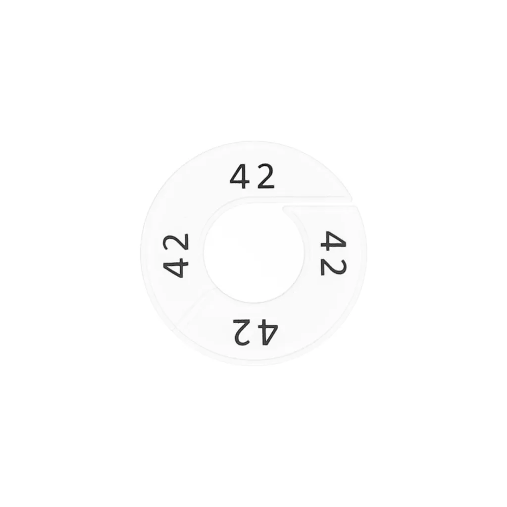 Maataanduider, wit, zwarte opdruk "42" ,per 10 st
