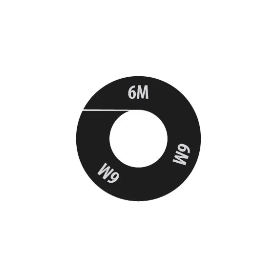 Rond de taille,noir,emprimé blanc "6M ",par 10 pcs