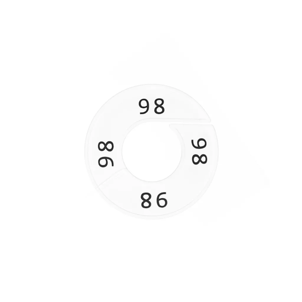 Maataanduider, wit, zwarte opdruk "98" ,per 10 st