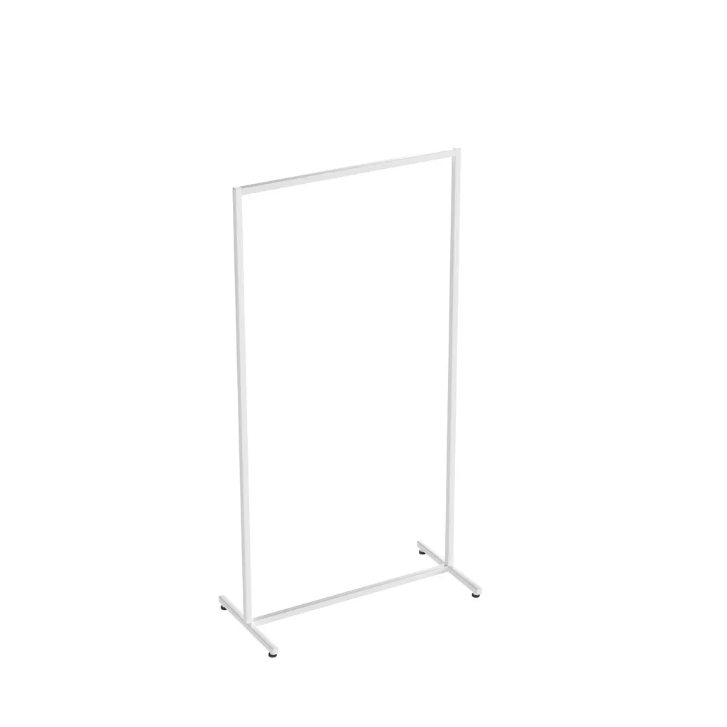 Heavy duty clothing rack, short model, for long dresses, square metal tube, white matt