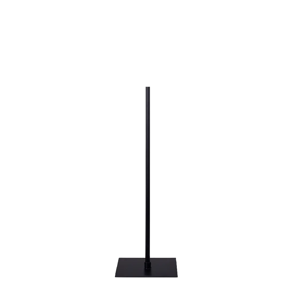 Bust stand with central connection, 80 cm, rectangular base plate, powder-coated black