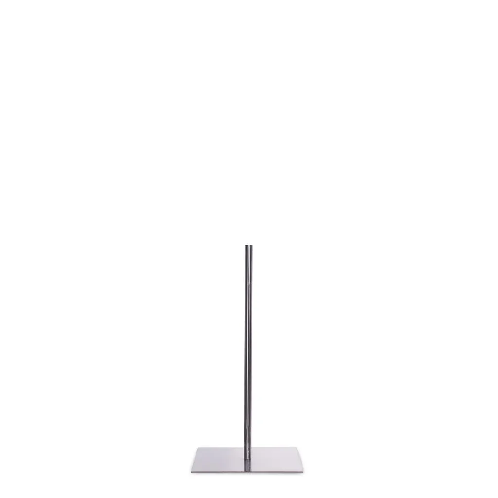 Bust stand, upright in center, brushed steel