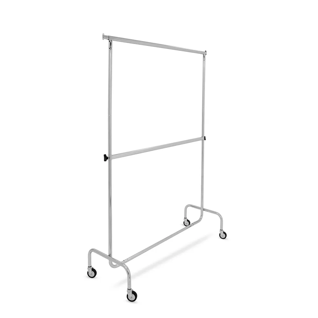 Heavy duthy double clothing rack on wheels, 140cm, grey