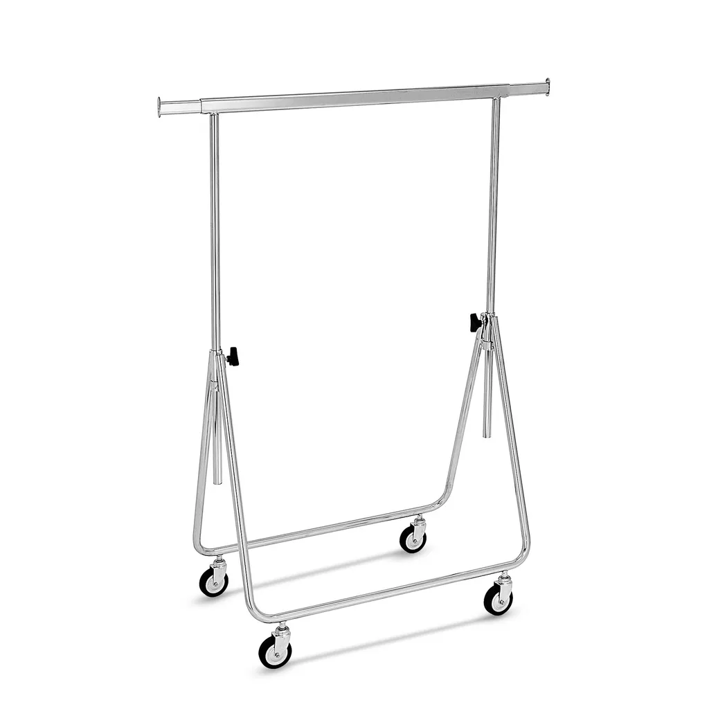 Collapsible clothes rack, chrome, wheels 8 cm