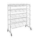 Double shoe display rack, chrome, wheels 8 cm