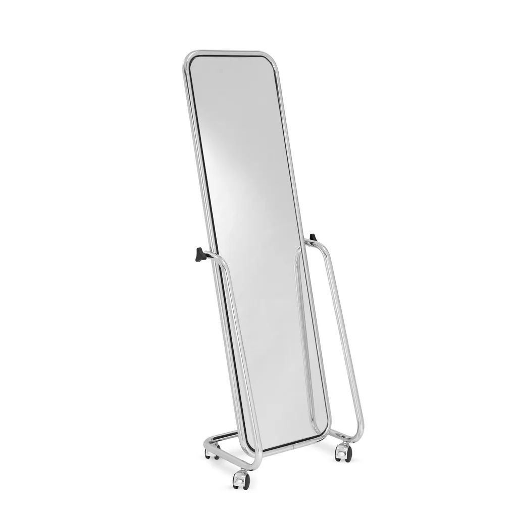 Adjustable full-lenght mirror with wheels, chroom, 40x140cm