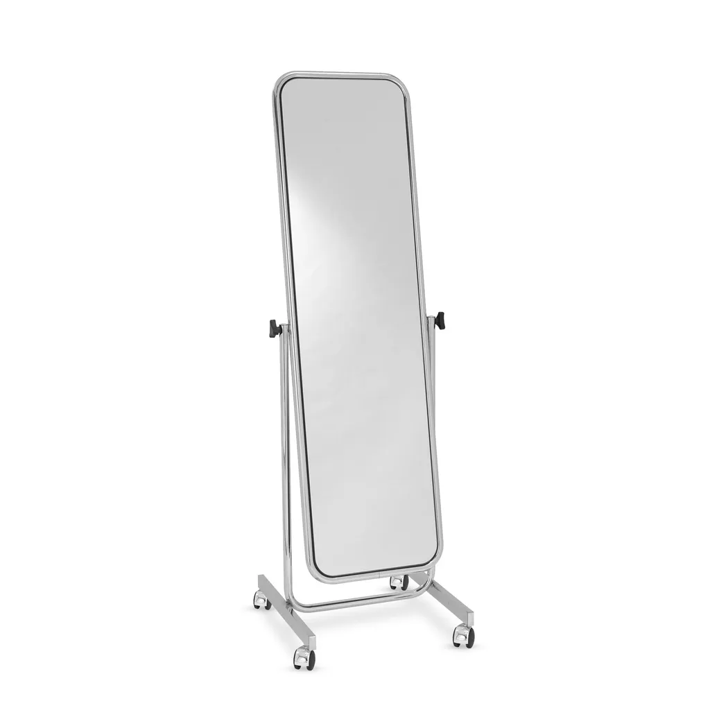 Adjustable full-lenght mirror with wheels, chroom, 50x160cm