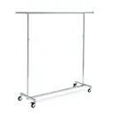 Folding clothes rack with wheels, height adjustable bars, 100cm, chroom, wheels with brakes