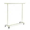 Folding clothes rack with wheels, height adjustable bars, 100cm, messing, wheels with brakes