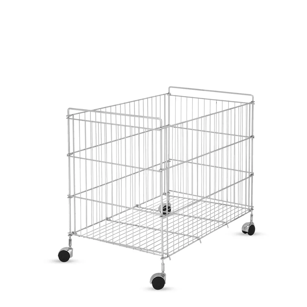 Grid basket, chrome, wheels diam.8cm, height 80 cm