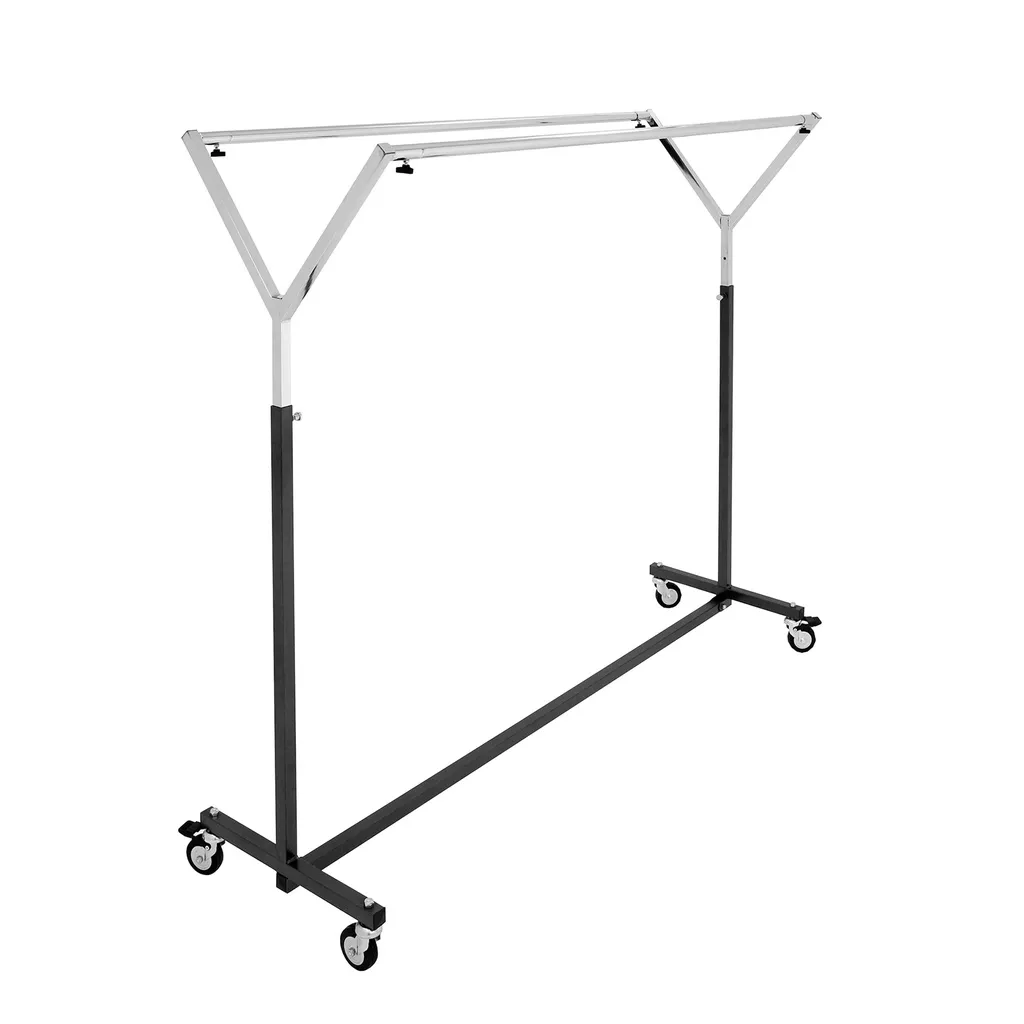 Clothes rail,hammered black+chrome, wheels 8 cm