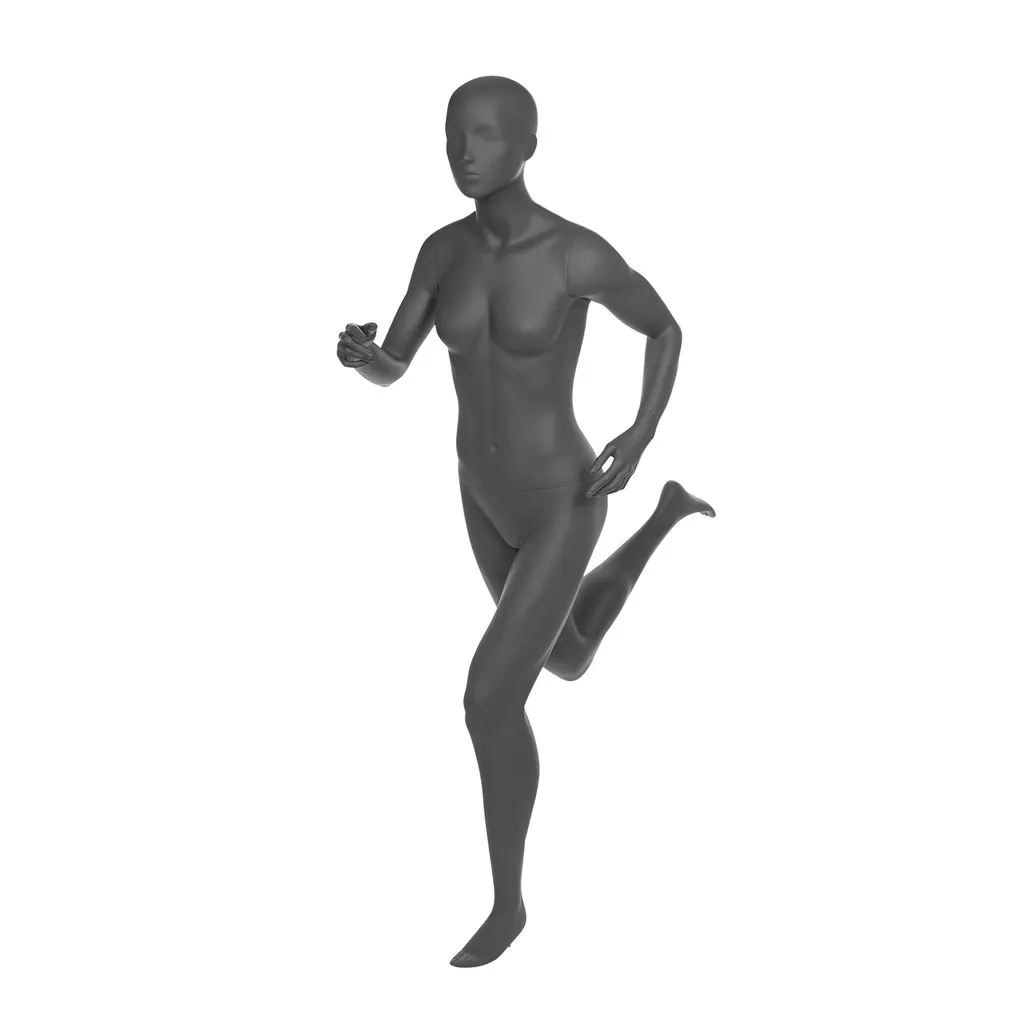 Mannequin runner femme, tête abstraite, gris