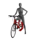 Mannequin cycliste femme, tête abstraite, gris