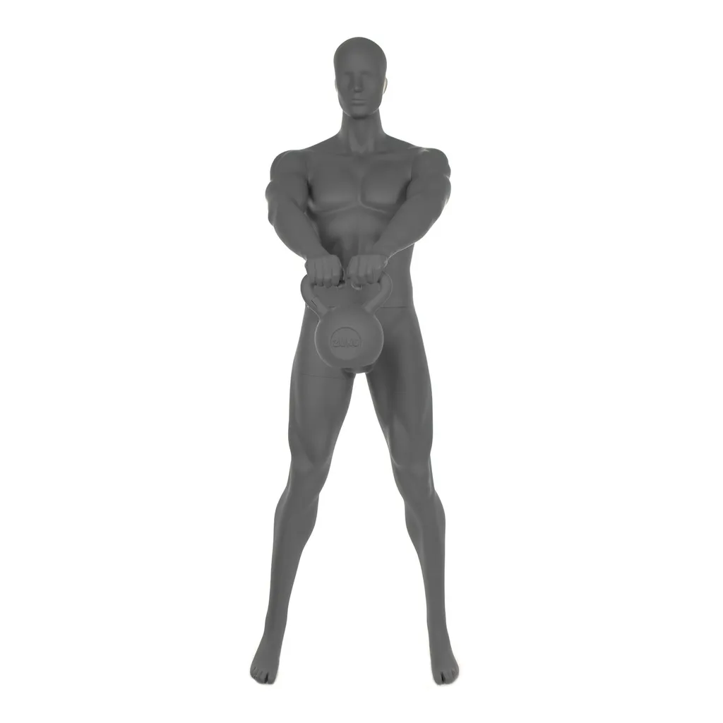 Cabeza abstracta de maniquí masculino, kettle bell