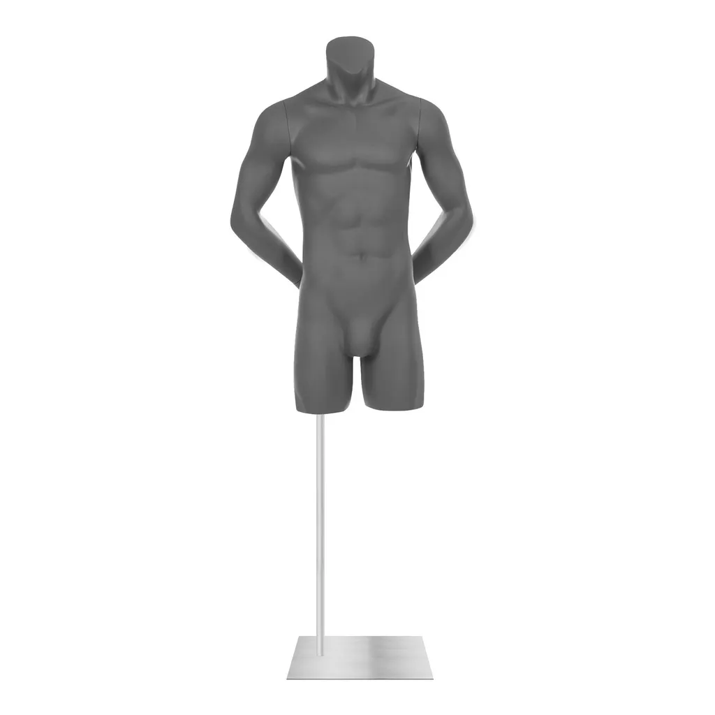 Busto de hombre con brazos, sin cabeza, gris grafi