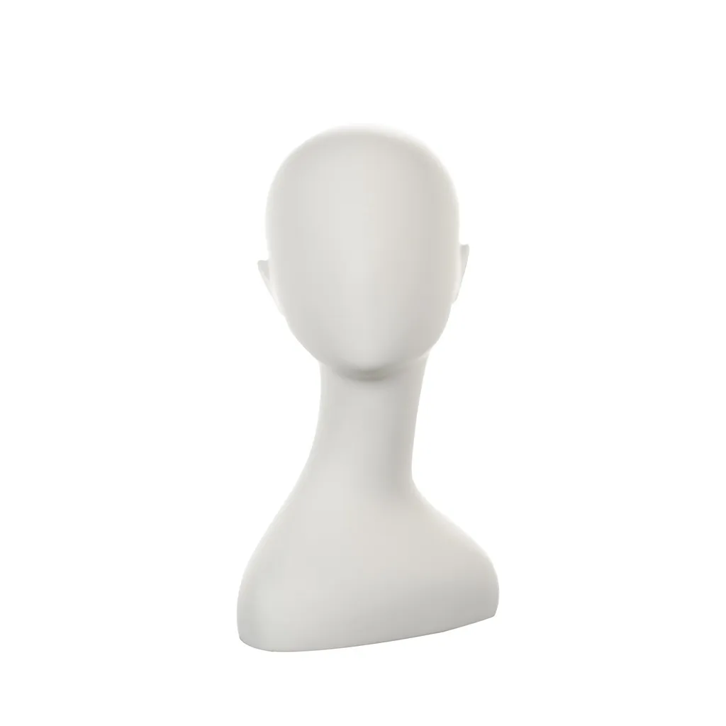 Abstract female head, finished in FRP, ivory white