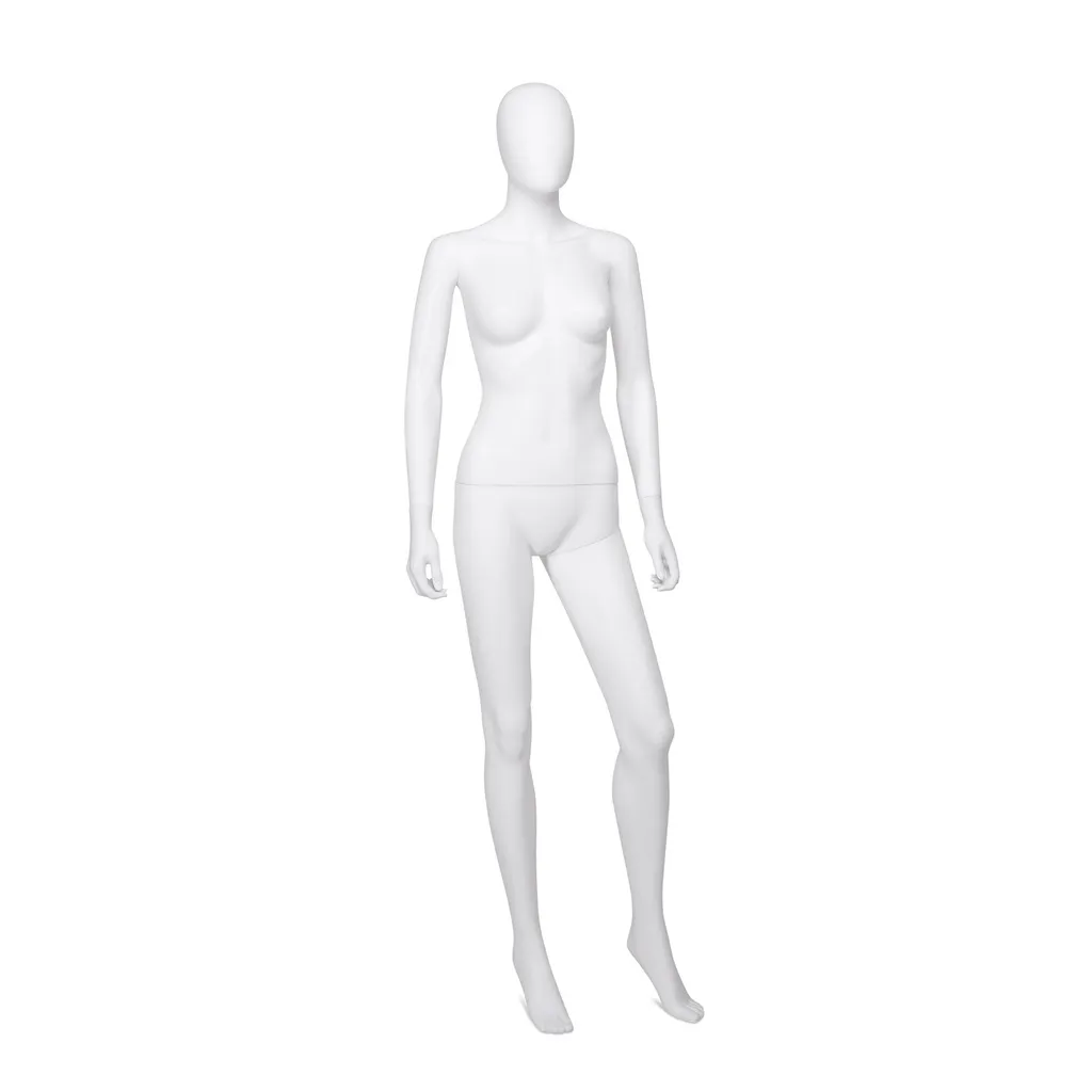 Cheap mannequin, female, detachable head, white mat colour, standing pose 01