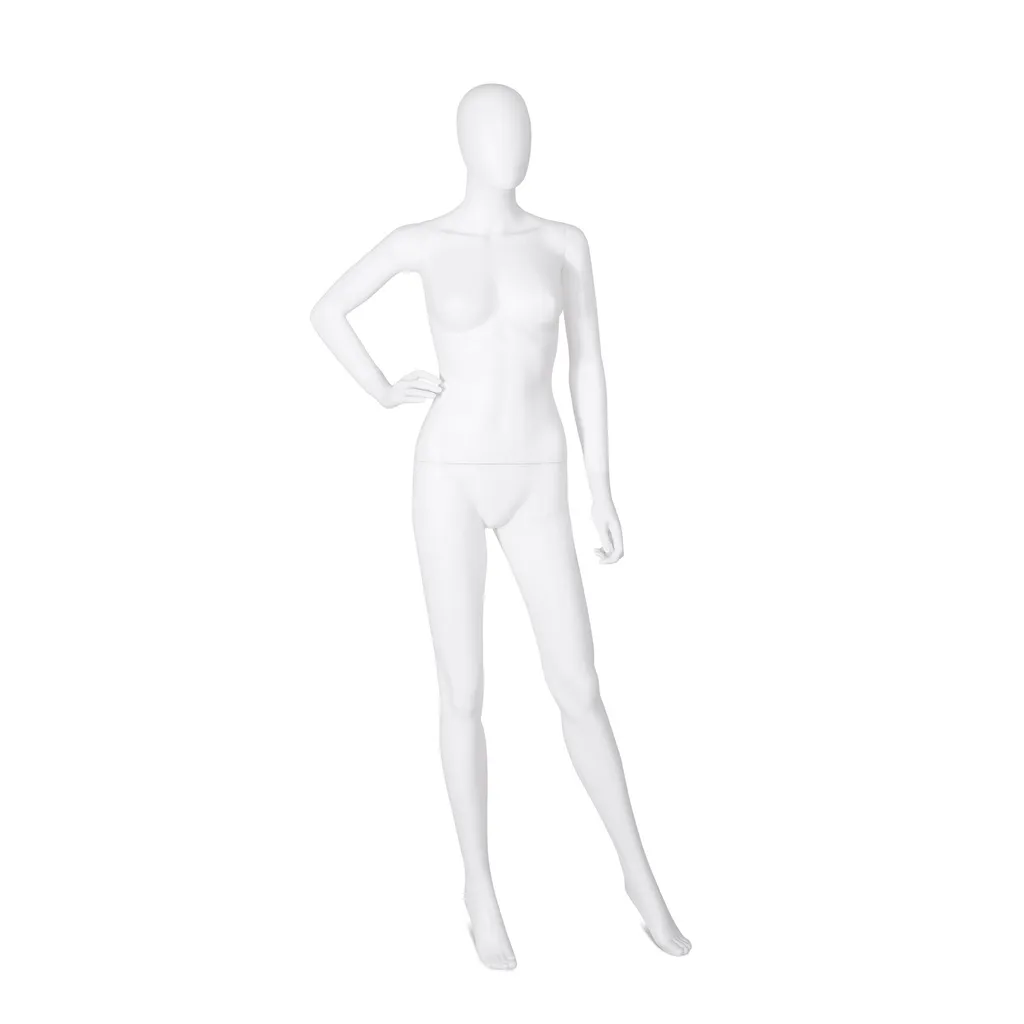 Cheap mannequin, female, detachable head, white mat colour, standing pose 02