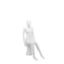 Cheap mannequin, female, detachable head, white mat colour, sitting pose 03