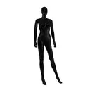 Cheap mannequin, female, detachable head, black mat colour, standing pose 05