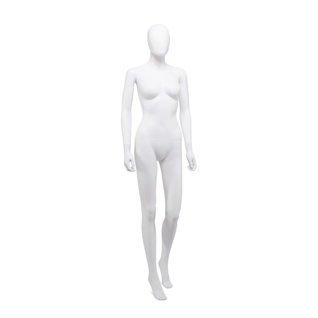 Maniquí femenino barato, cabeza desmontable, blanco mate, pose de pie 10