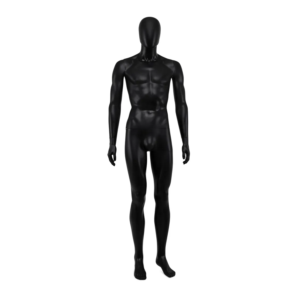 Cheap mannequin, male, detachable head, black mat colour, standing pose 03