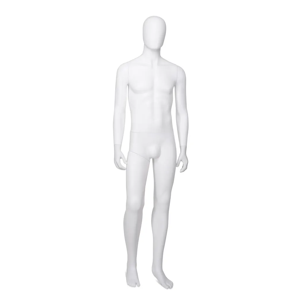 Maniquí masculino barato, cabeza desmontable, blanco mate, pose de pie 06