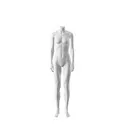 Realistic mannequin, female, urban style, matt white, headless, standing pose 004