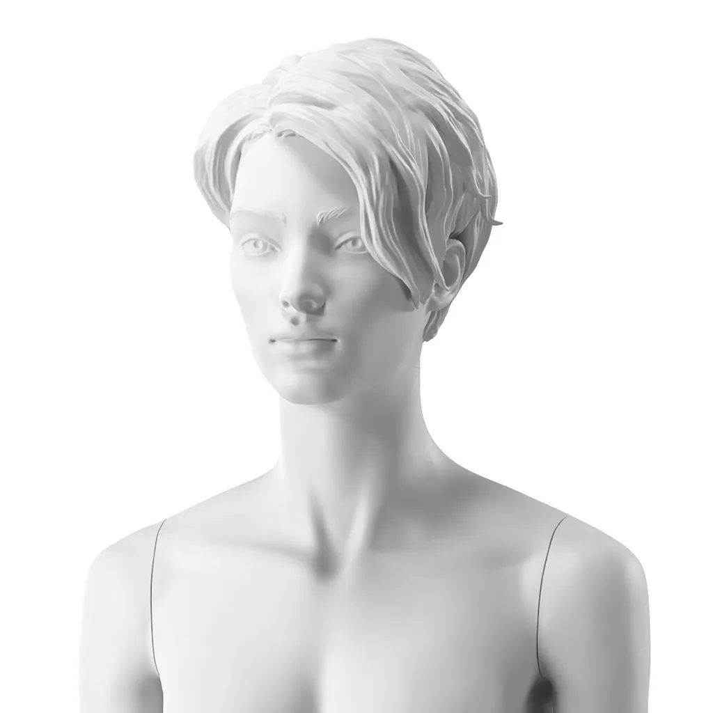 Female sculpted head, bio-resin, white matt