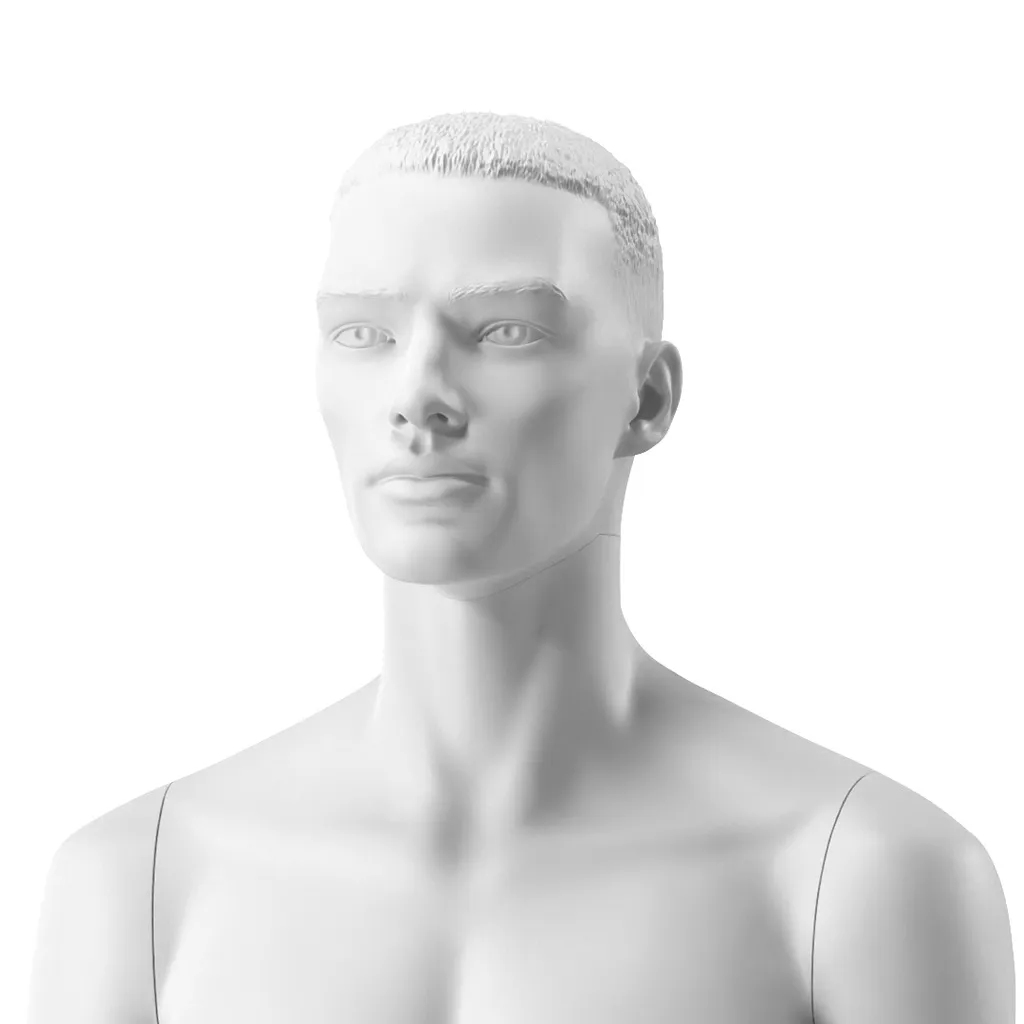 Stylish male head, bio-resin, white matt