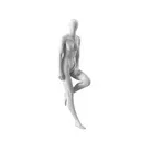 Realistic mannequin, female, urban style, matt white, seated pose 007