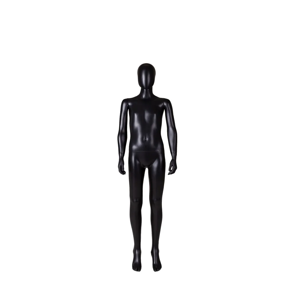 Cheap mannequin, child, 12 year, detachable head, black mat colour, standing pose 24