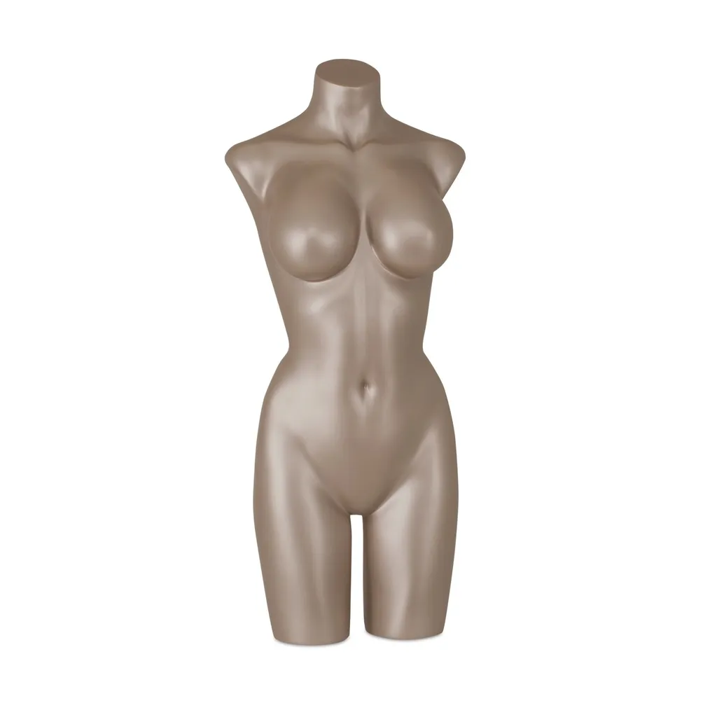 Torso de lencería, dama, copa D, color piel metálico, pose 003