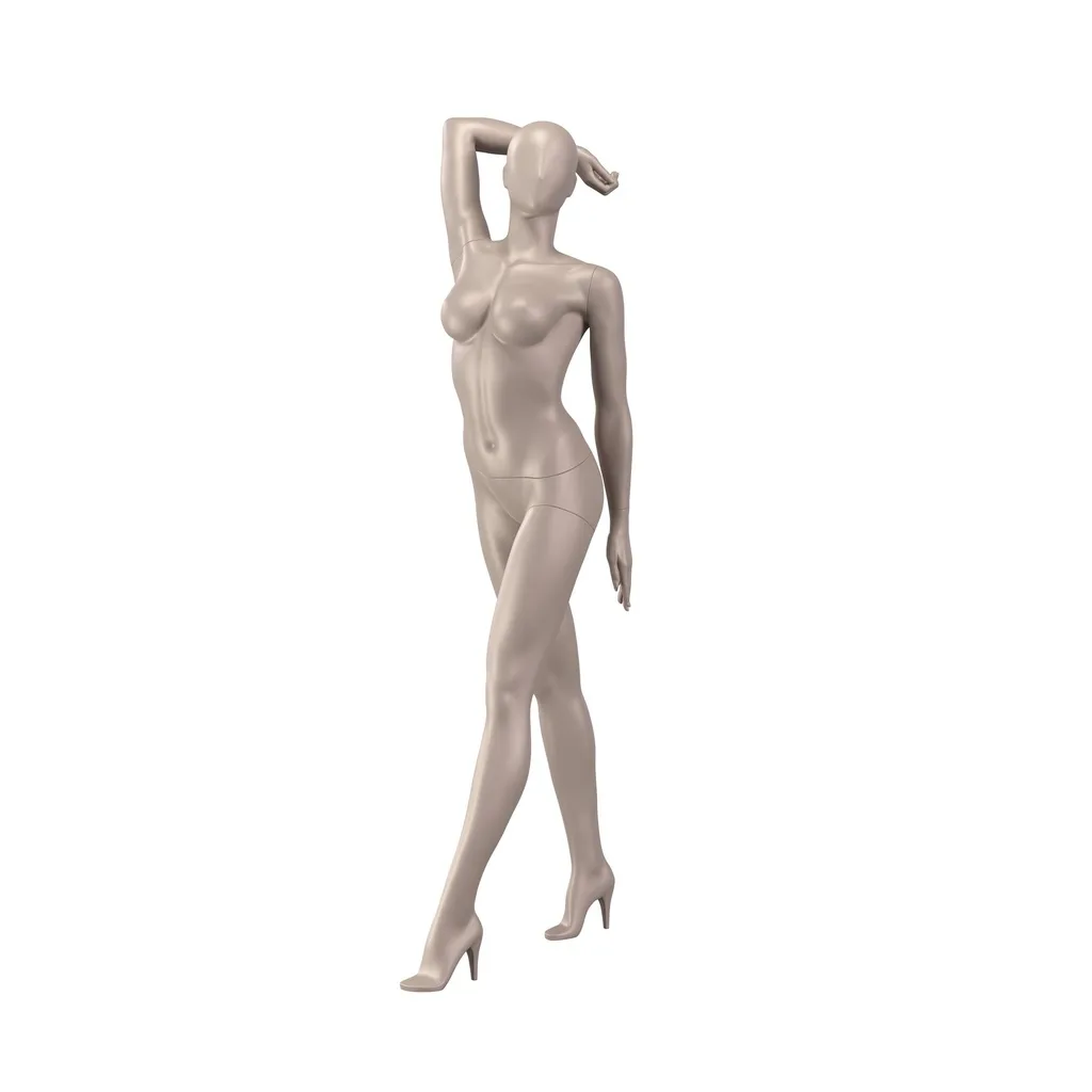 Underwear mannequin, female, B-cup, bronze metallic skin color mat, standing pose 01B