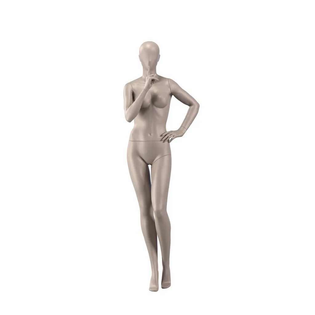 Paspop lingerie dame, B-cup, metallic huidskleur, staande pose 05B