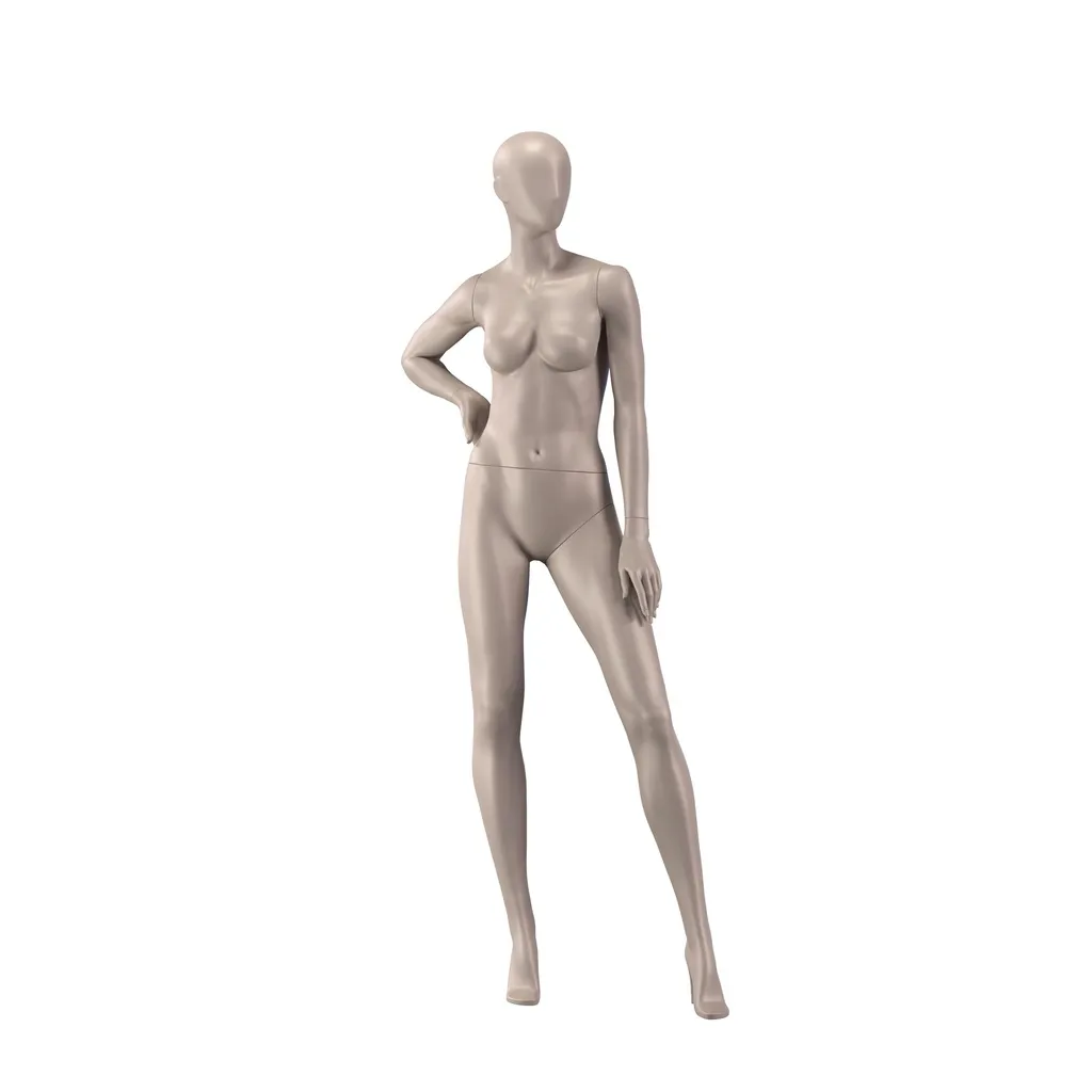 Underwear mannequin, female, B-cup, bronze metallic skin color mat, standing pose 06B